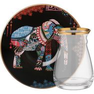 Glore Elephant Siyah Tek Kişilik Çay Seti
