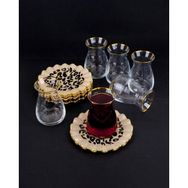 Glore Leopar Wavy 12 Parça 6 Kişilik Altın Yaldızlı Cam Çay Takımı