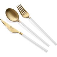 Glore Lizbon 6 Kişilik Gold-Beyaz Çatal Kaşık Bıçak Takımı