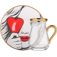 Glore Red Lady Kulplu Tek Kişilik Çay Seti