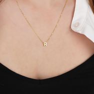 Glorria Gümüş 3 Boyutlu Minimalist R Harfi Kolye