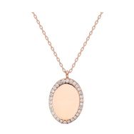 Glorria NP0161 Taşlı Oval Gümüş Kolye