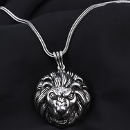 Glorria Vahşi Aslan 925 Ayar Erkek Gümüş Kolye
