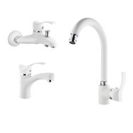GMS Akdeniz Beyaz Krom Lavabo Banyo Eviye Batarya Set