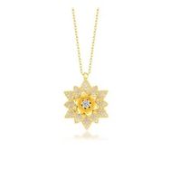 GMS Gold Beyaz Taşlı Lotus Çiçeği Kadın Gümüş Kolye