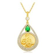 GMS Gold Kaplama Damla Tuğralı Kadın Gümüş Kolye
