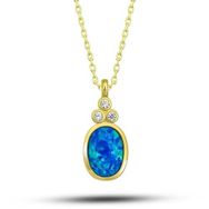GMS Gold Mavi Opal Taşlı Ananas Kadın Gümüş Kolye