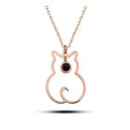 GMS Şubat Ayı Doğum Taşı Kedi Gümüş Kadın Kolye