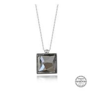 GMS Swarovski Crystal Taşlı Kare Kadın Gümüş Kolye