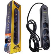 Gobax GB-103 Termal Akım Korumalı MG-101 10A-2500W Siyah Uzatma Kablosu