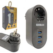 Gobax MG-102 2500W 10A 3XUSB 2.1A Siyah Akım Korumalı Tekli Priz