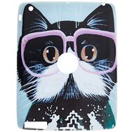 Gogo Accessories iPad 3.Nesil Model Pembe Gozluklu Kedi Baskılı Kedi Silikon Kılıf
