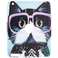 Gogo Accessories iPad 4 Nesil Model Pembe Gozluklu Kedi Baskılı Kedi Silikon Kılıf