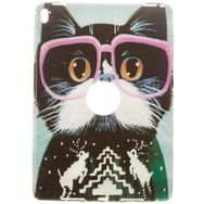 Gogo Accessories iPad Pro AIR 3 Model Pembe Gozluklu Kedi Baskılı Kedi Silikon Kılıf