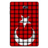 Gogo Accessories Samsung Galaxy Tab ile Uyumlu A SM-T580 2016 Kılıf Türk Bayrağı Kare Baskılı Silikon Kılıf