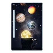 Gogo Samsung Galaxy Tab S6 T860/T865/T867 Kahve ve Gezegenler Silikon Baskılı Arka Kapak