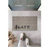 Gökyaprak K-2029 Dijital Baskı Gri Kedilerle Bezenmiş Cats Yazılı Dekoratif Kapı Paspası