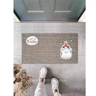 Gökyaprak K-2058 Dijital Baskı Gri Let It Snow Kukuletalı Kedi Dekoratif Kapı Paspası