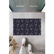 Gökyaprak K-3307 Yıldızlı Kediler Desen Siyah Kapı Önü Paspası
