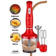 Goldmaster Fastmix Kırmızı 1000 Watt Sessiz Hız Ayarlı 3 In 1 Doğrama Karıştırma Blender Seti