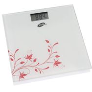 Goldmaster Slimfit Geniş Ekran 180Kg Kapasiteli 5Mm Dayanıklı Temper Camlı Beyaz Desenli Dijital Baskül Tartı