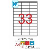 GoldMoon 2052 Laser A4 70x25 mm 100'lü Sayfa Etiketi