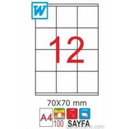 GoldMoon 2078 Laser A4 70x70 mm 100'lü Sayfa Etiketi