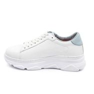 Gönderir 24166 Deri Yuvarlak Burun Dolgu Taban Bağcıklı Beyaz Mavi Kadın Sneaker