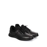 Gönderir 42284 Siyah Hakiki Deri Yuvarlak Burun Bağcıklı Günlük Sneaker