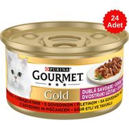 Gourmet 24x85 gr Gold Sığır Etli ve Tavuklu Kedi Konserve Maması