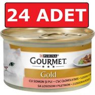 Gourmet 24x85 gr Purina Gold Somonlu ve Tavuk Etli Kedi Konservesi