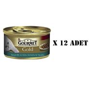 Gourmet Gold 12x85 gr Parça Etli ve Soslu Somonlu ve Tavuklu Kedi Konservesi