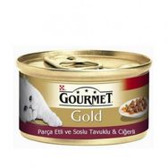 Gourmet Gold 85 gr Parça Etli Tavuklu&Ciğerli Kedi Konserve