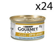 Gourmet Gold Çifte Lezzet Okyanus Balığı Ispanaklı Konserve 24x85 gr Kedi Maması