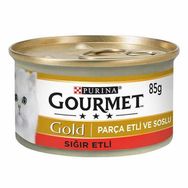 Gourmet Gold Parça Etli Soslu Sığır Etli 85 gr Yetişkin Kedi Konservesi