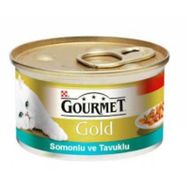 Gourmet Gold Parça Etli Soslu Somonlu ve Tavuklu 24x85 gr Kedi Konserve