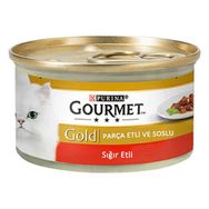 Gourmet Gold Sığır Etli Yetişkin Parça Etli Soslu Kedi Konservesi