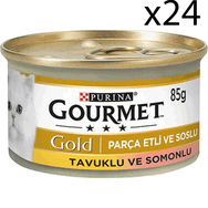 Gourmet Gold Somonlu Tavuklu 24x85 gr Kedi Konserve Maması