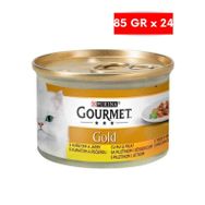 Gourmet Gold Soslu Parça Etli Tavuklu ve Ciğerli 24x85 gr Kedi Konservesi
