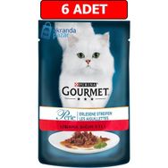 Gourmet Perle Izgara Sığır Etli Pouch Yetişkin 6x85 gr Kedi Yaş Maması