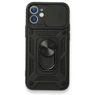 Gpack Apple iPhone 11 Tank Aramid Sürgülü Vega Yüzüklü Siyah Kılıf