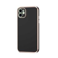 Gpack Apple iPhone 12 Bark Parlak Silikon Renkli Kenarları Rose Kahverengi Kılıf