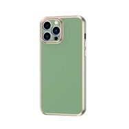 Gpack Apple iPhone 12 Pro Max Bark Parlak Silikon Renkli Kenarları Rose Koyu Yeşil Kılıf