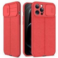 Gpack Apple Iphone 12 Pro Max Deri Dokulu Silikon Kırmızı Kılıf
