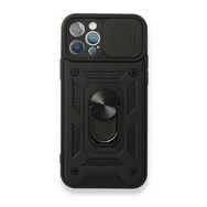 Gpack Apple iPhone 12 Pro Max Tank Aramid Sürgülü Vega Yüzüklü Kırmızı Kılıf