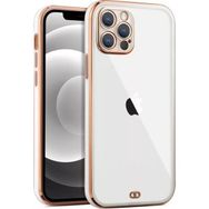 Gpack Apple iPhone 12 Pro Max Voit Silikon Arkası Şeffaf Kenar Renkli Beyaz Kılıf