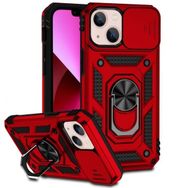 Gpack Apple İphone 14 Plus Sert Silikon Tank Aramid Sürgülü Vega Yüzüklü Kılıf