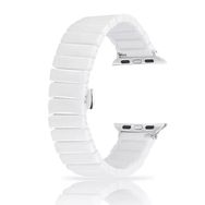Gpack Apple Watch 4 5 42 mm Parlak Seramik Kaplama Yatay Görünüm Yandan Çıtçıt ZR Beyaz Kordon
