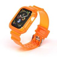 Gpack Apple Watch Series 3 4 5 6 44 mm Kalın Silikon Saatle Birleşik Turuncu Kordon