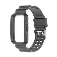 Gpack Huawei Watch Fit 2 Kalın Silikon Transparan Saatle Birleşik Siyah Kordon